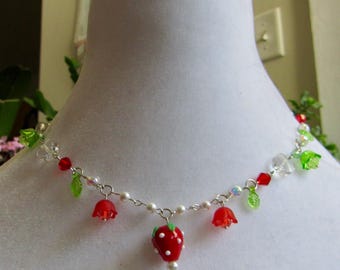 Strawberry Luv Charm Necklace