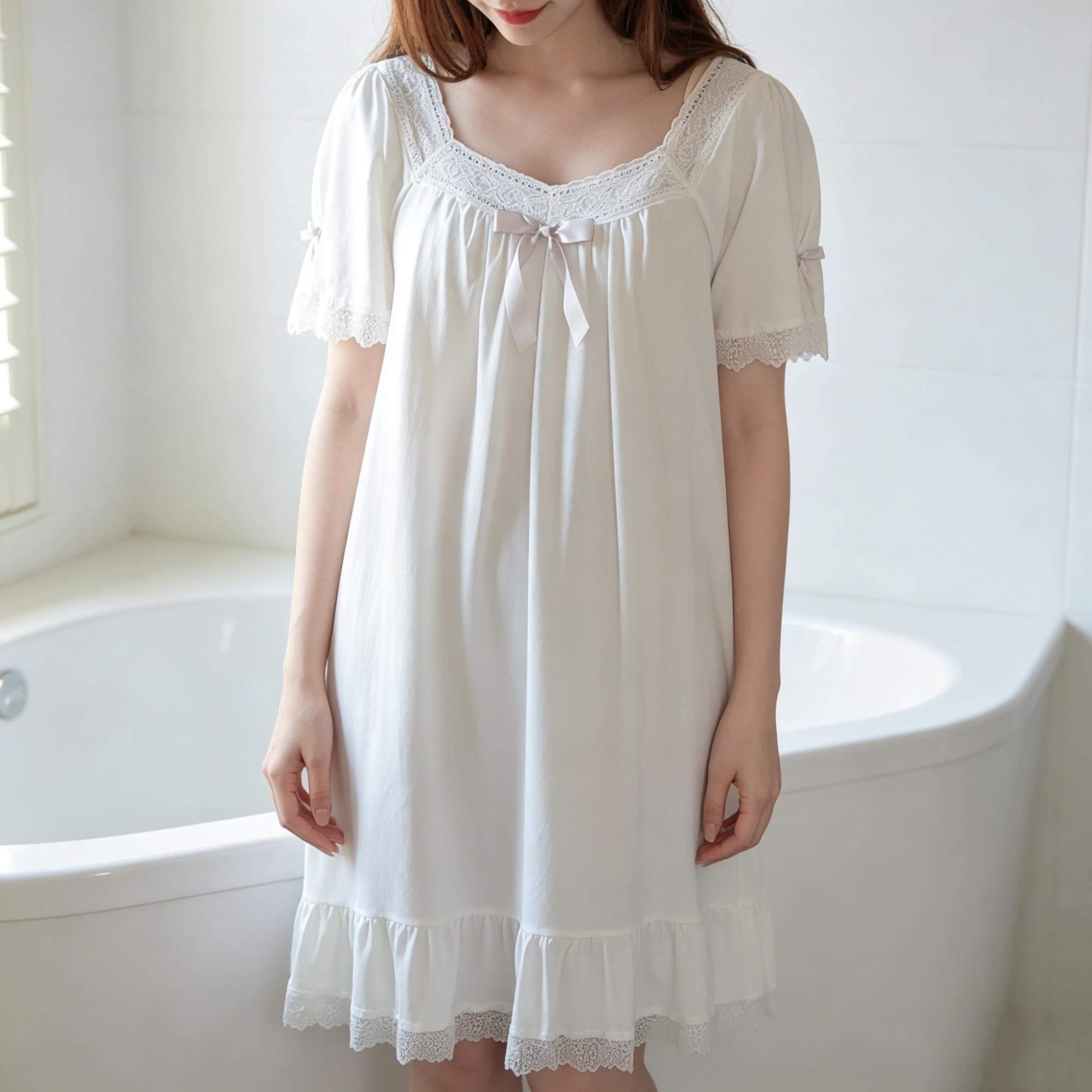 summer dress midi Sail to Sable Blue & White Rose Printed Eyelet V-Neck Midi Dress WHITE/BLUE / M / SU25119