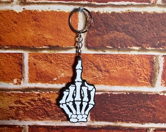 Middle Finger Skeleton Keychain