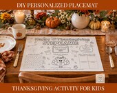 Editable Thanksgiving Coloring Placemat | Thanksgiving Table Kids Activity | Kids Dinner Activity | Thanksgiving Games | Printable Placemat