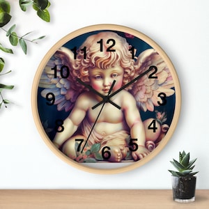 Cherubic Angel Wall Clock - Vintage Decor for Home, Nursery, Gifts, Timeless Design, Classic Aesthetic, Angel Art