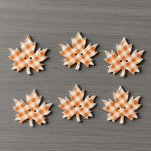 6 fall leaf buttons, leaf buttons, wood leaves, fall buttons, miniature leaves,  autumn buttons