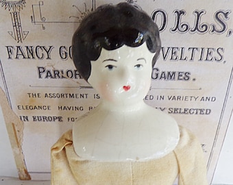 Vintage China Doll Low Brow Doll China Head Doll