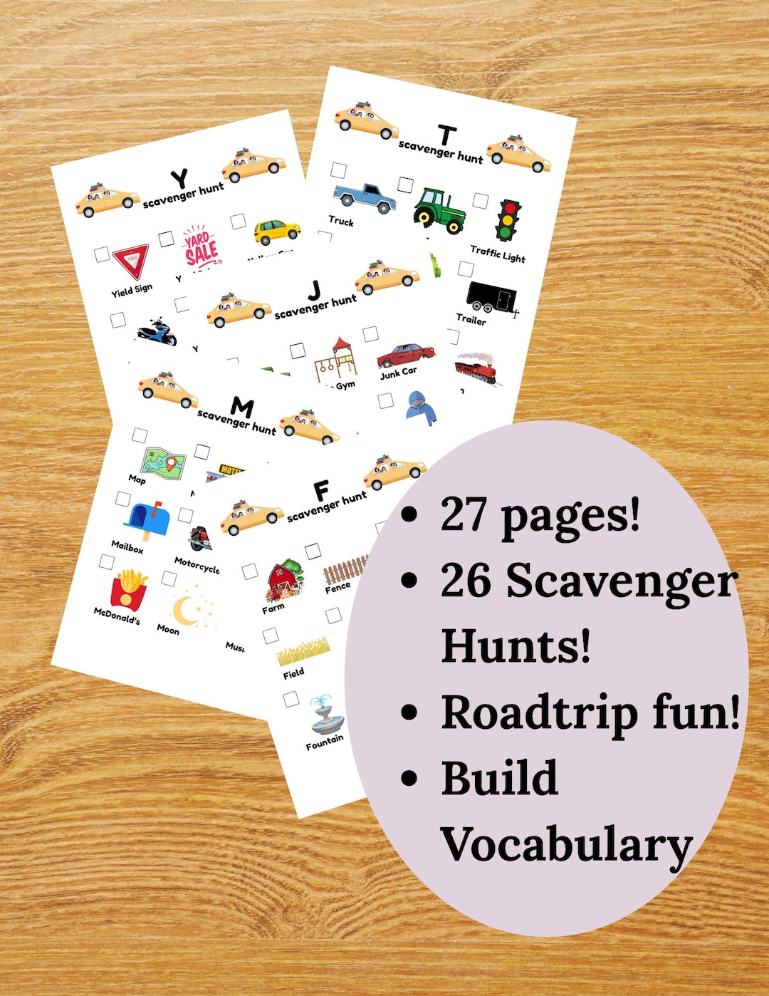 Roadtrip Scavenger Hunt for Kids, Printable Car Game for Travel ...