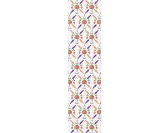 Camino de mesa con estampado de verduras de verano, camino de mesa con estampado de verduras de jardín