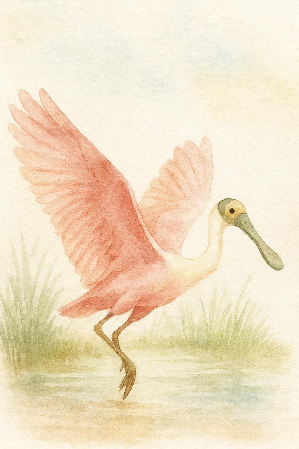 Roseate Spoonbill Watercolor Print | Coastal Bird Art | Pink Bird ...