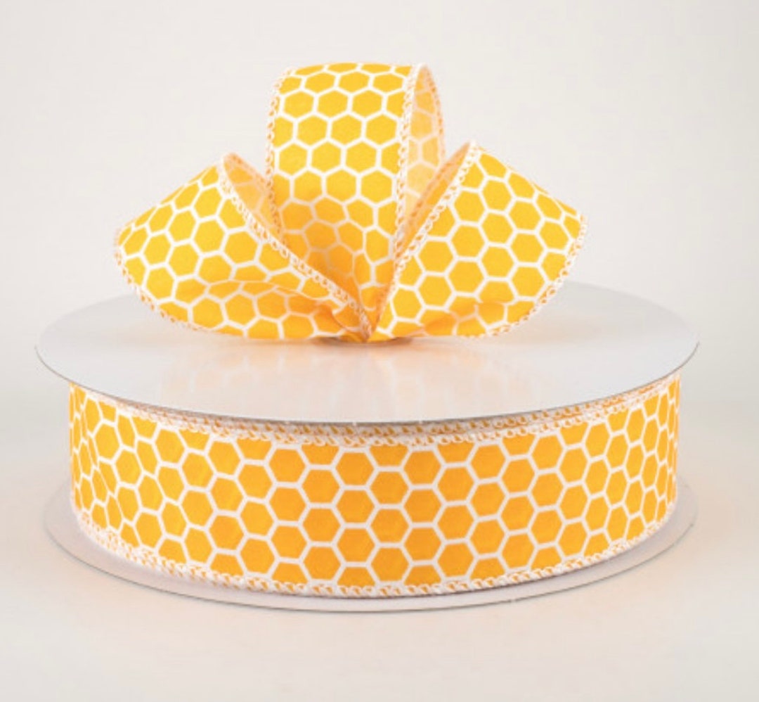 1.5 Inch Yellow Honeycomb Satin Ribbon - Etsy