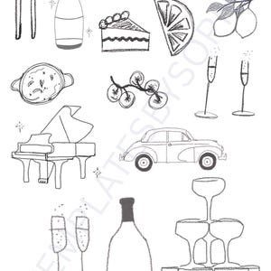 HANDGEZEICHNETE CLIP ART | Italienisches Abendessen unter dem Motto | Aufkleber