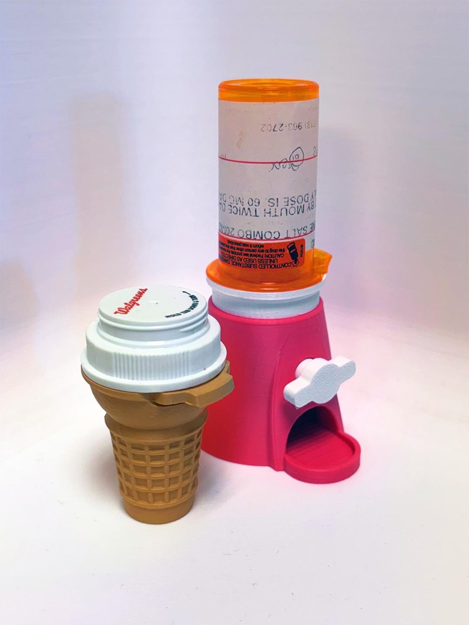 Cone Container Sample Mini Ice Cream Cone Pill Container | Recycled Walgreens Cap Storage ...