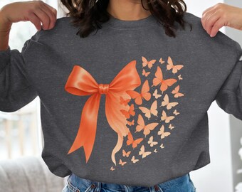 Coquette Butterfly Bow Sweatshirt, Trendy Y2K Fashion