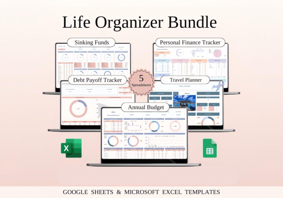 Life Organizer Bundle in Excel & Google Sheets | All-in-one Planner for ...