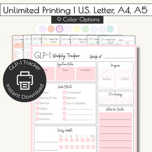 GLP-1 Weekly Injection Log & Habit Tracker (Printable PDF Download)