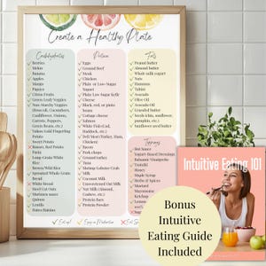 Low-Glycemic Diabetic Food List | Printable PDF Chart with Bonus Intuitive Eating Ebook (Instant Download)