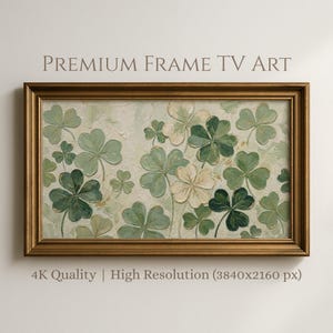 Clover Oil Painting Frame TV Art | St. Patrick's Day Artwork for Samsung Hisense Canvas Smart TVs (Instant Download)