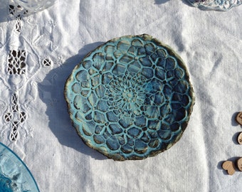 Dahlia Ceramic Trinket Dish. Jewelry Dish. Ring Dish. Soap Dish. Spoon Rest. Handmade in Carlsbad, CA.