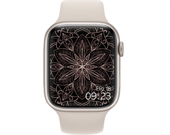 Apple Watch Wallpaper Gold Metallic Mandala, Apple Watch Face Loralel Star, Smart Watch Minimal Linear, Floral Design Pack