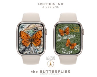 Butterfly Apple Watch Wallpaper Brenthis Ino, Boho Apple Watch Face, Smart Watch Minimal Linear Design Pack, Bohemian gift for Women