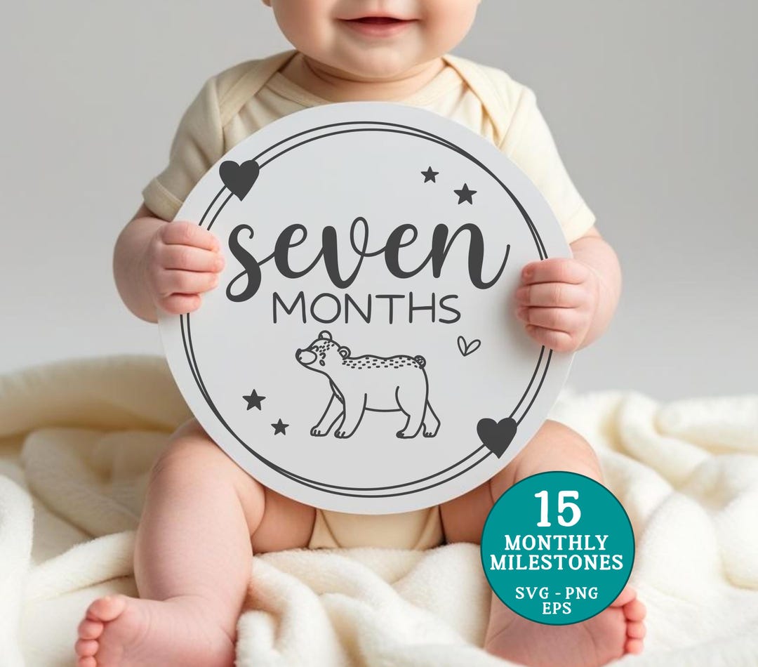 Baby Monthly Milestone SVG Bundle, 15 Baby Monthly Milestone Rounds ...