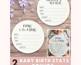 Baby Birth Stats SVG, Hello World Rounds SVG, Newborn png eps, Cut files for Cricut Silhouette Glowforge, Hello World Sign, Baby Arrival