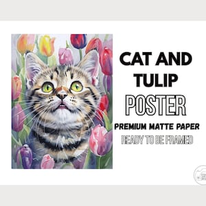 Cat and Tulip Art Print: Istanbul Travel Photography, Floral Wall Decor