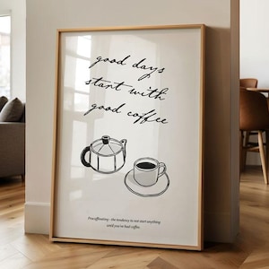 Good Days Start With Good Coffee Wall Art | Coffee Station Wall Art Decor, Coffee Lover Art, Coffee Bar Print Art, Coffee Vibes