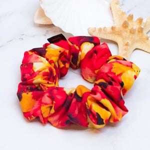 Coral Bloom Cotton Scrunchie | Handmade Boho Hair Tie | Soft Secure | Summer Hair Accessory | Soft & Stylish | birthday gift | gift for her