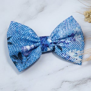 Baby Blue Hair Bow Clip |  Blue with flowers Hair Clips | Hair Bows | Christmas gift ideas for girls | Hair Bows for girls
