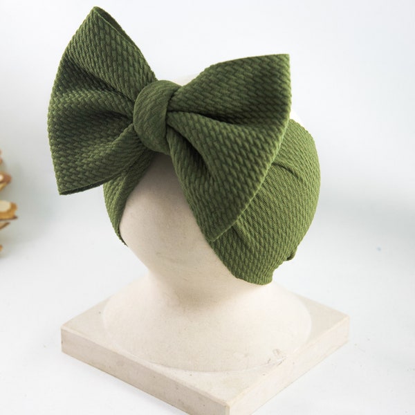 Olive Baby/Toddler Headwrap Bows | Baby Headband | Toddler Headwrap | Green Hair Bows | Photography Prop | Gift for mother