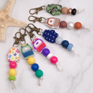 Backpack bead Keychain | backpack Keychain | backpack Zipper Pull | camouflage keychain | pink purple blue brown keychain | gift for kids