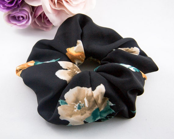 The Black Floral Scrunchie The Black Floral Scrunchie