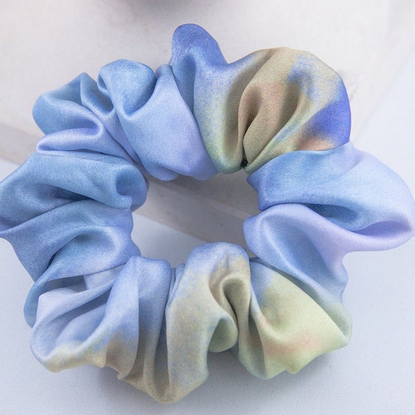 Blue Ombre Satin Scrunchie  |  Blue Scrunchie | Hair Accessories | gift for teacher  |  Soft Satin Fabric  | back to school