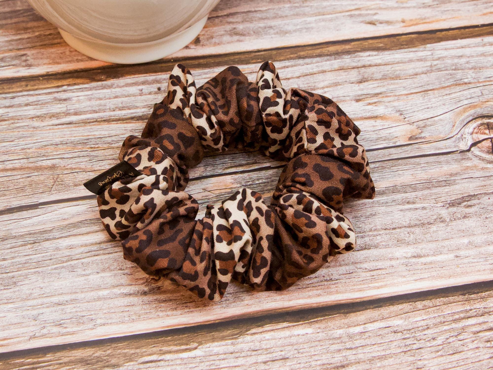 NEW LISTICLE women\'s natural look leopard hair tie in brown Brown Sugar Leopard Print Tie Front Top | Lime Lush Boutique main image 3