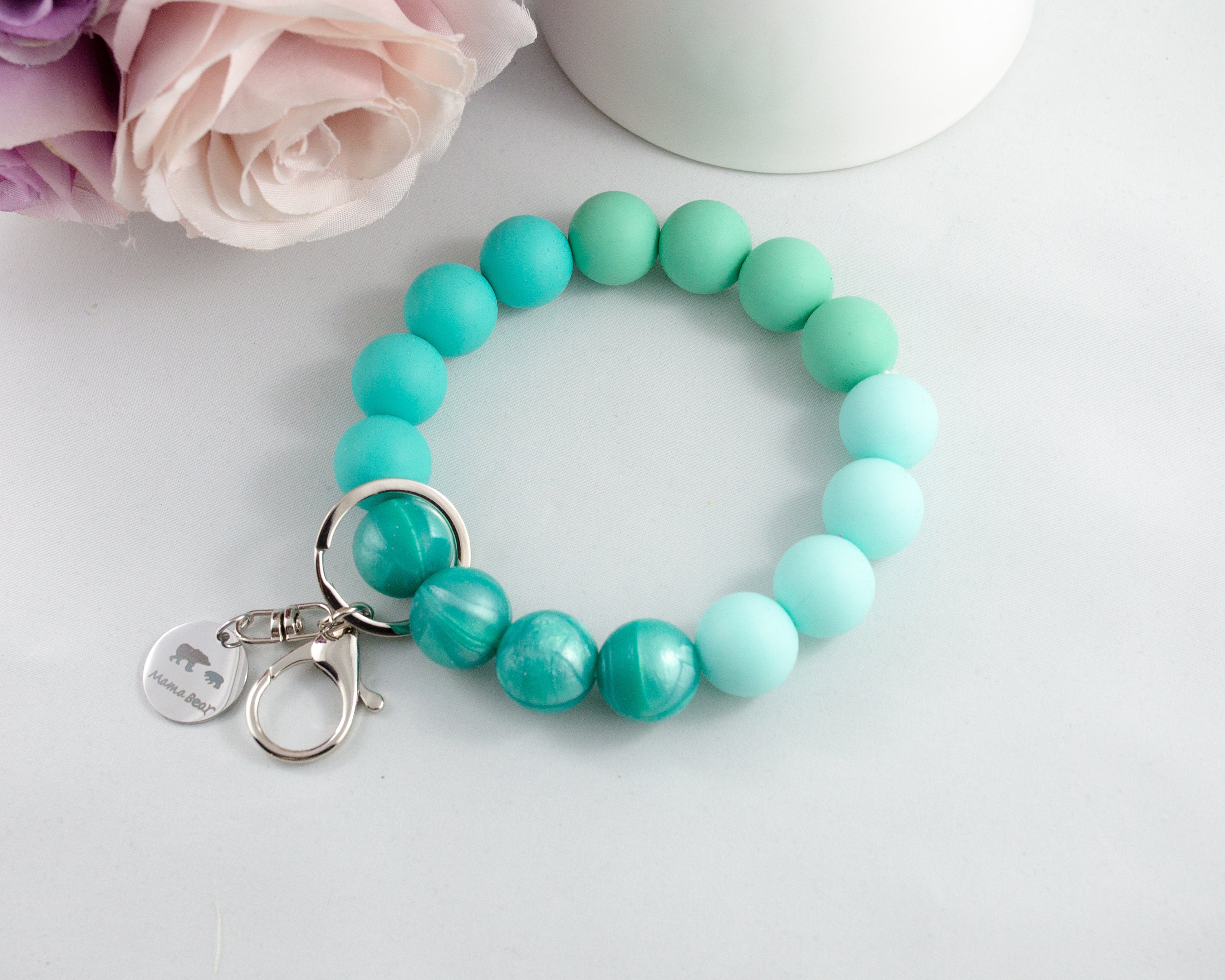 Silicone Beaded Bracelet Keychain for Teacher Purpleyellow Etsy