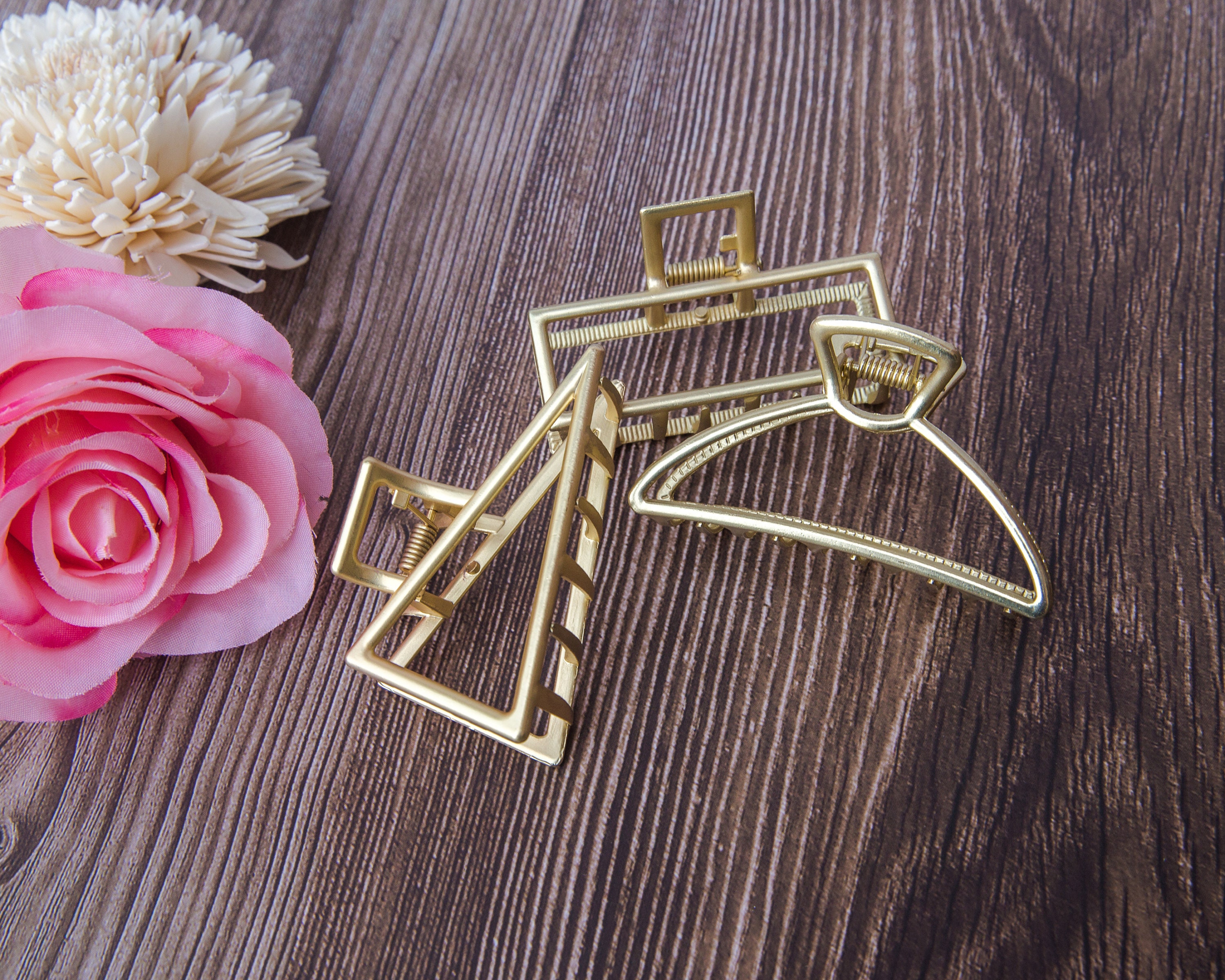 High Fashion Gold Hair Claw Clip Gold Metal Clip Hair – CHERRIE main image 2