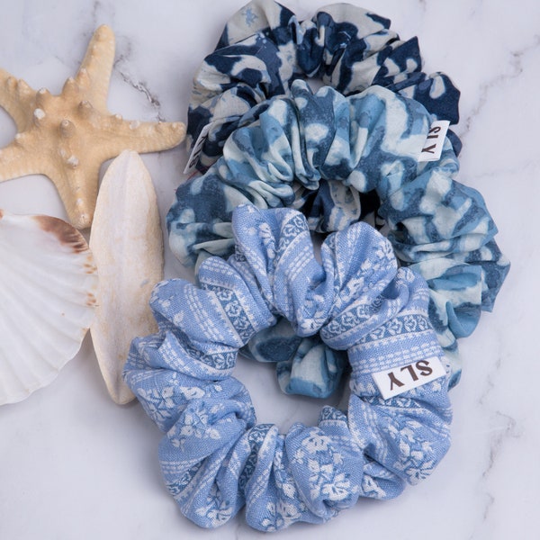 Blue Summer Scrunchie | The Blues Scrunchies | Summer Collection Scrunchie | Blue hair tie | gift idea for her | Mothers day gift