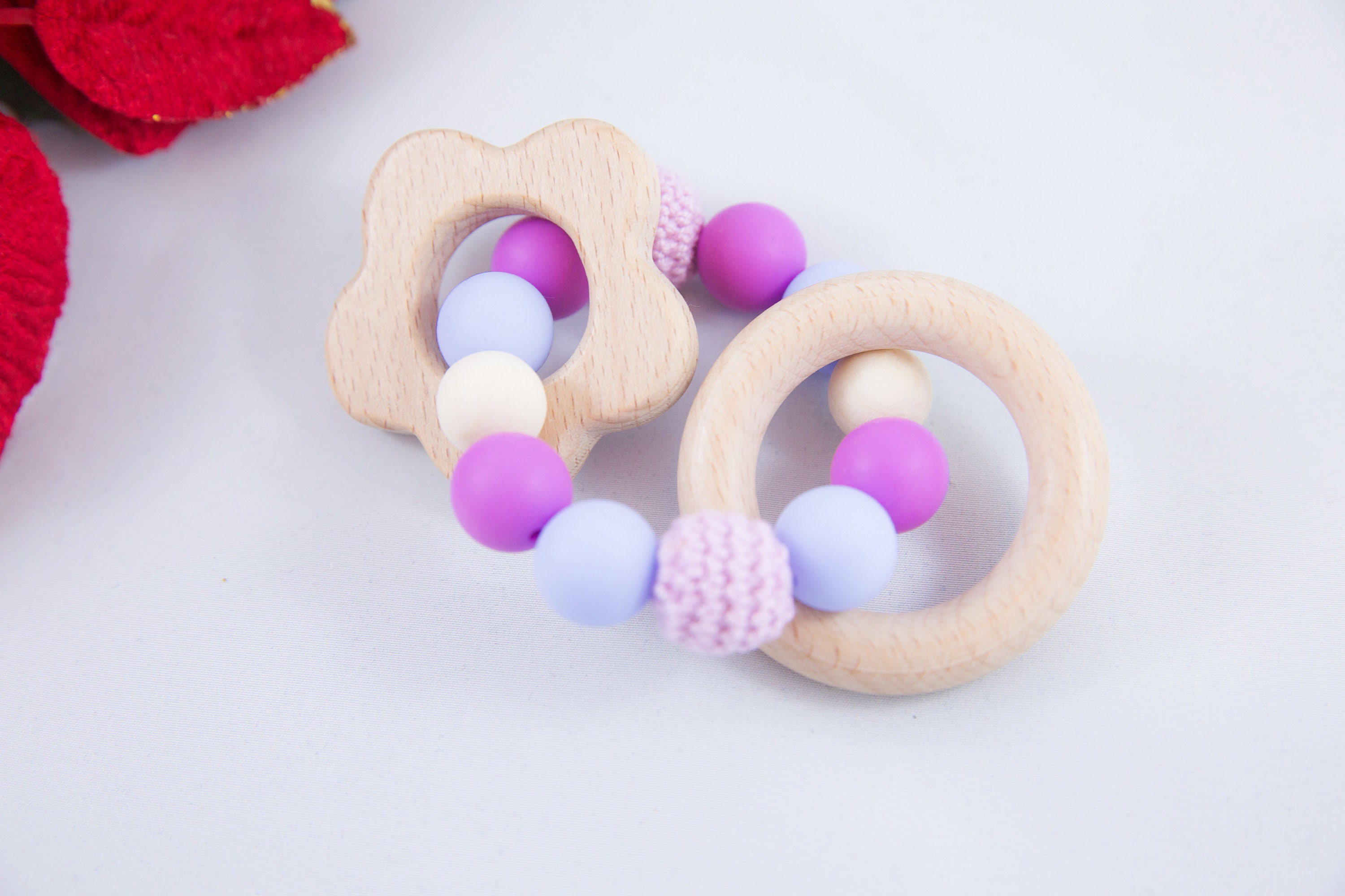 Baby Rattle Rings BPA Free Silicone beads Wooden Rings Safe Etsy
