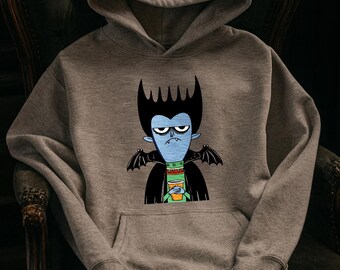 Vampire Coffee Hoodie: Unisex Gothic Bat Wings, Spooky Humor