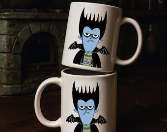 Vampire Coffee Mug | Funny Gothic Halloween Cup | Spooky Bat Wings & Dark Humor