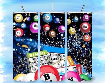 Bingo Tumbler: Stainless Steel, Insulated, 20oz (Includes Lid and Straw)