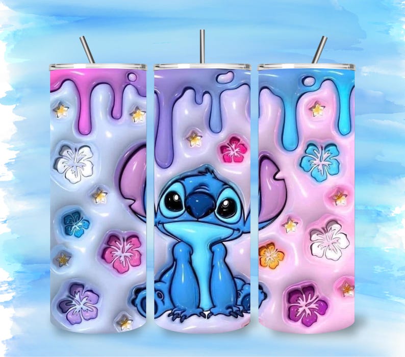 Stitch Inspired Stainless Steel Tumbler: 20oz Insulated Travel Mug Option 2
