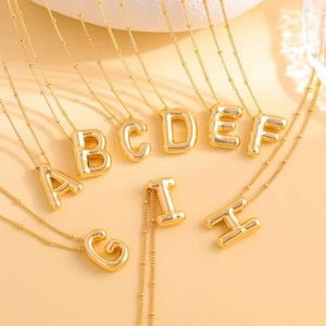 Bubble Letter Initial Pendant Necklace
