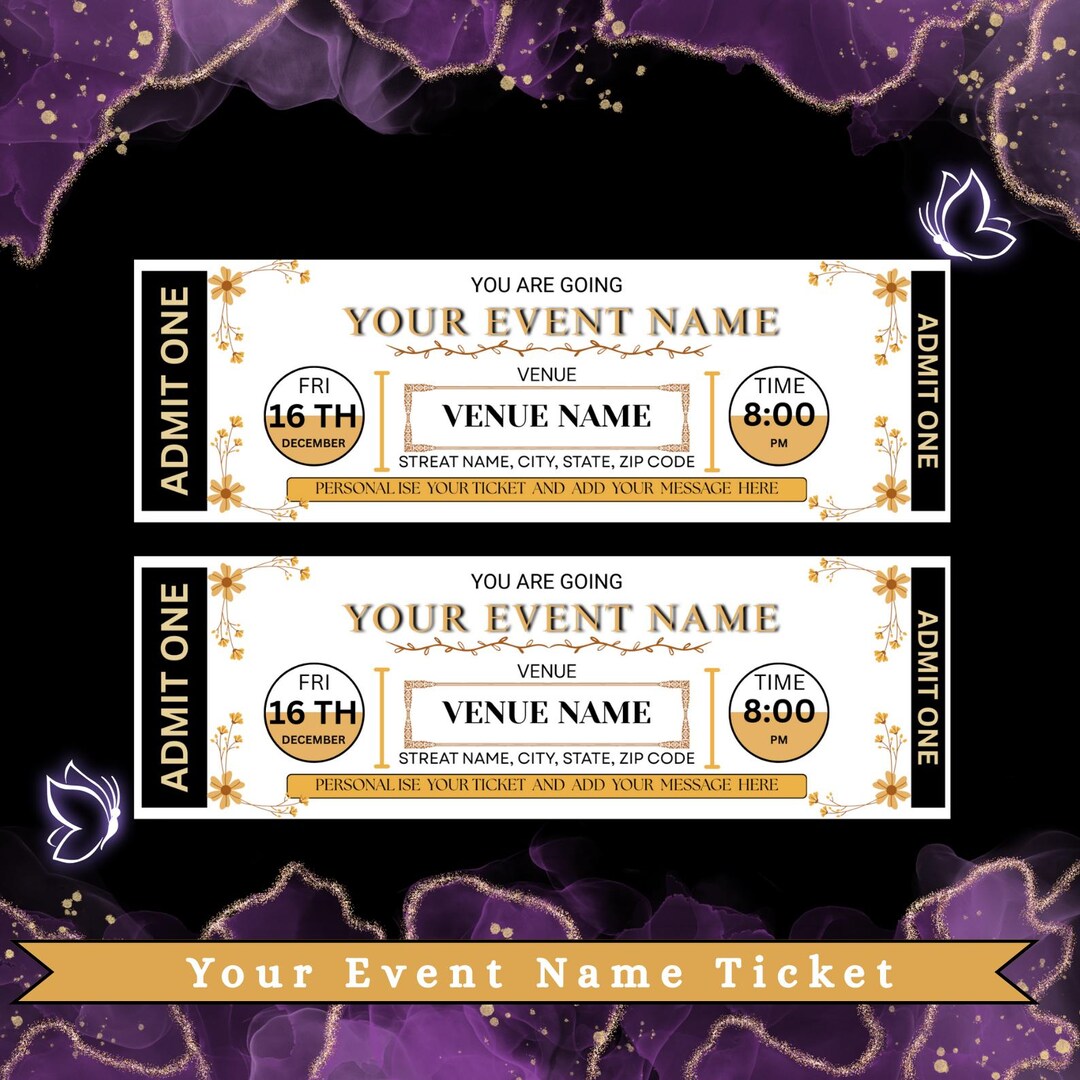 Printable Event Tickets – Editable Party Admission Template ...