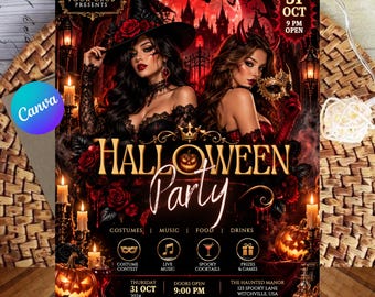 ハロウィンパーティー招待状、不気味なハロウィンパーティー招待状、かわいいゴーストハロウィン、ピンクのコケットゴシックテーマ、ハロウィンハウスパーティー