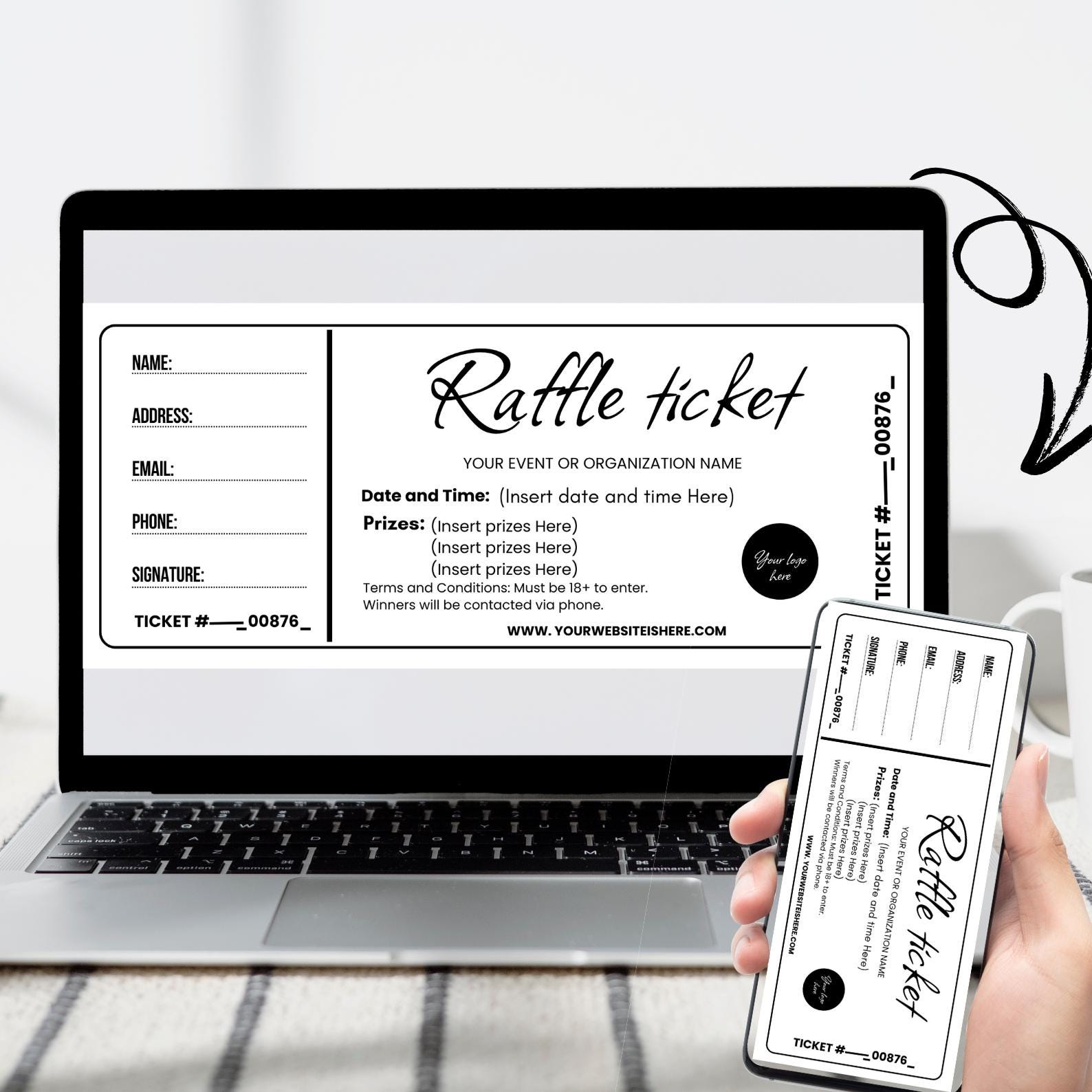 Suprise Raffles Editable Raffle Ticket – Printable Customizable Ticket, Surprise Raffle ...
