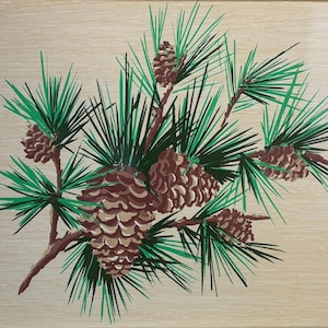 Vintage Metal Serving Tray: MCM Pinecone Design