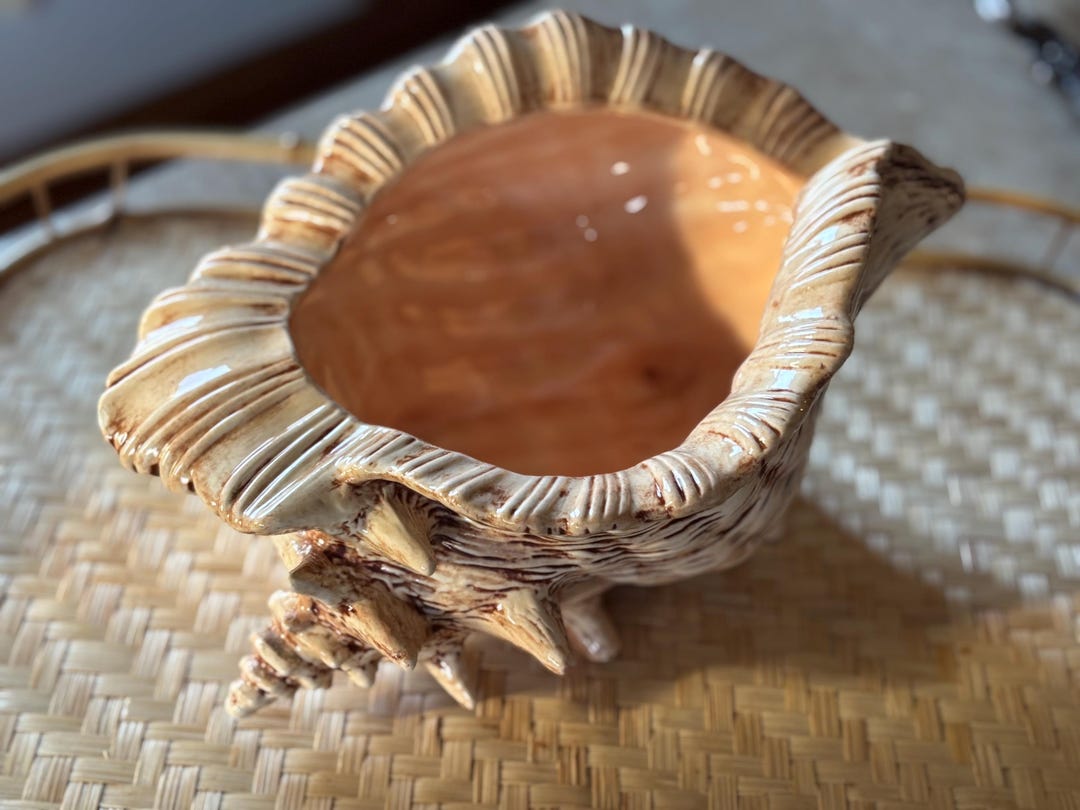 Vintage Large Ceramic Conch Shell Planter - Etsy