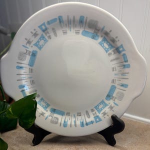 Vintage Blue Heaven Handled Platter | Royal China Cake Plate | Atomic Era MCM Serving Dish