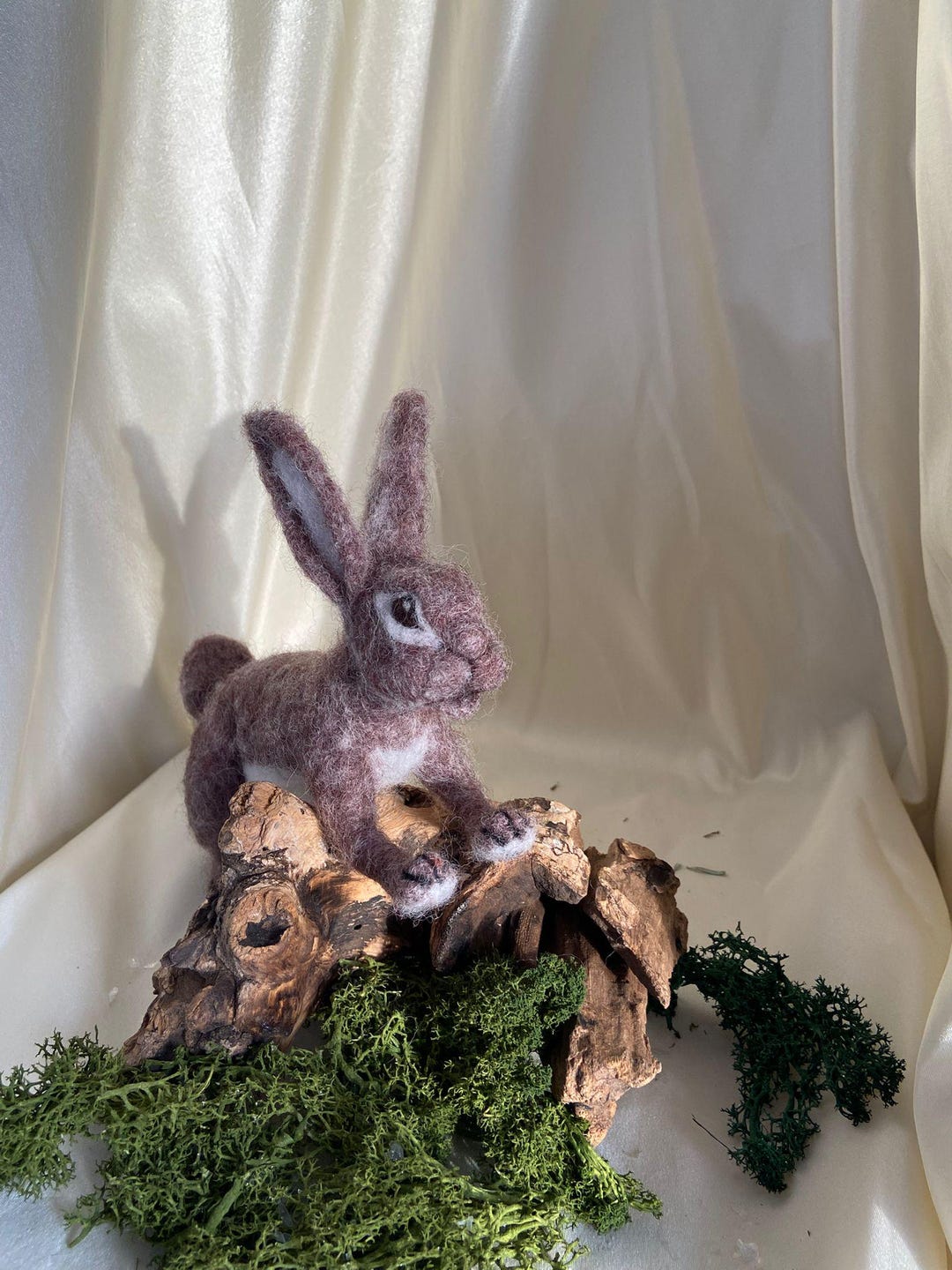Woolen Rabbit Brown-beige Hand-felted Wool Bunny 18 Cm, Running Rabbit, Handmade Wool ...
