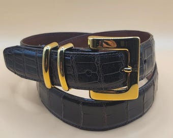 Vintage Cipriani Leather Belt: Italian Alligator Calfskin  display picture 3