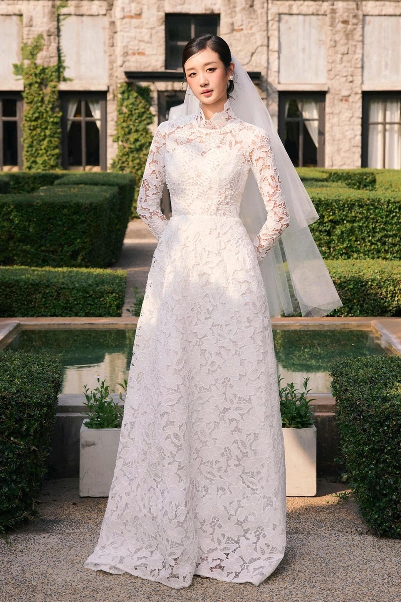Long Sleeve Lace Wedding Dress, High Neck A-line Bridal Gown - Etsy